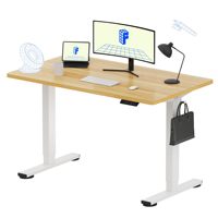 Bureau debout ergonomique en bois d'érable blanc avec double moteur électrique, table motorisée à hauteur réglable