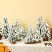 Mini sapin de Noël artificiel floqué, recouvert de neige, pour table, petit sapin de Noël avec base en bois pour la décoration de table à la maison, décoration de fête