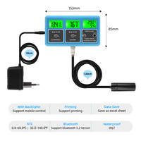 Testeur de qualité de l'eau numérique 7-en-1 EC/ORP/PH/TDS/RH%/CF/Température avec contrôle par application Bluetooth, pH-mètre en ligne