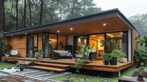 Serre moderne d'extérieur coupe-vent à toit plat avec structure en aluminium, véranda préfabriquée, jardin d'hiver mobile, maison en verre. - Product Image 6