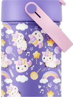 Bouteille d'eau isotherme à double paroi en acier inoxydable 304 ODM pour enfants, avec couvercle rabattable à motif de dessin animé, mignonne, réutilisable pour l'école