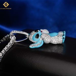 ZUANFA JEWELRY Cartoon Pendant 925 <b>Silver</b> Rhodium Plated Moissanite Micro Insert Themed <b>Charm</b> Unisex Cute Style Blue <b>Charm</b> Gift - Product Image 4