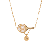 Colliers pendentifs raquette de sport plaqués or 18 carats avec perles incrustées, breloques de tennis de table, tennis, golf, chaîne, bijoux de sport, cadeaux