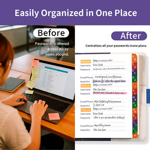 Carnet de mots de passe à succès avec onglets alphabétiques, carnet de rangement de mots de passe à couverture rigide, <span class=keywords><strong>livre</strong></span> de connexion aux sites web, carnet de verrouillage de mots de passe - Product Image 4