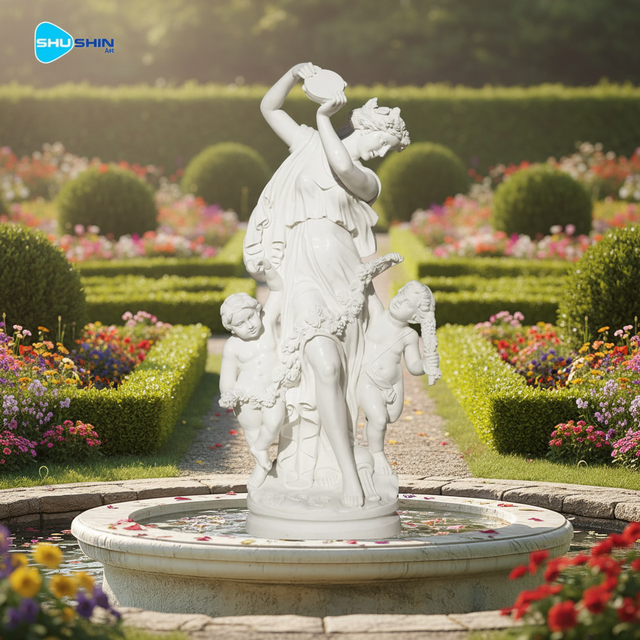 Outdoor Park Female Portrait Sculpture Garden Fountain Life Size Garden Large Statues Venus and Cupid Marble Statues for Sale