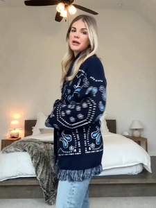 T3323 <span class=keywords><strong>Pull</strong></span> cardigan long décontracté et ajusté pour <span class=keywords><strong>femme</strong></span>, style européen et américain, nouveau, <span class=keywords><strong>oversize</strong></span>, à franges - Product Image 5