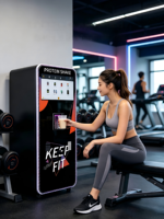 Distributeur automatique de milk-shakes protéinés avec distributeur de gobelets, eau chaude et froide, paiement par carte et monnaie
