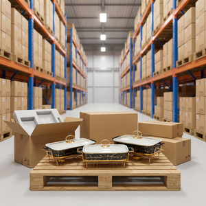 Casserole rectangulaire nordique en céramique à double anse, style luxe léger, vaisselle d'hôtel, pot à soupe créatif chauffant à la <span class=keywords><strong>bougie</strong></span> <span class=keywords><strong>pour</strong></span> usage domestique - Product Image 5