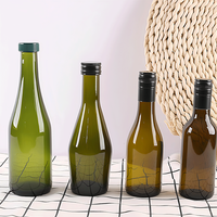 Verre à brandy à long col, bouteille de vin bordeaux, vert foncé antique, 375 ml, 500 ml, 750 ml, vide, pour spiritueux, avec bouchon à vis, vente en gros