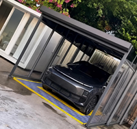 Auvent de garage rétractable automatique, abri de voiture pliable, fonctionnement manuel/électrique, construction robuste en aluminium, porte en verre trempé