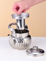 Théière de luxe en acier inoxydable à motif diamant avec poignée, bouilloire dorée/argentée polie miroir avec infuseur amovible pour le thé à la maison