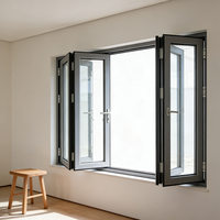 Fenêtres pliantes en aluminium de haute qualité, modernes, pour appartement, fenêtres coulissantes à double battant, verre horizontal, balcon