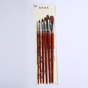Lot de 6 pinceaux à tête ronde en poils de blaireau avec manche en bois pour gouache, peinture à l'huile, acrylique et aquarelle, pour l'enseignement artistique et la formation des étudiants - Product Image 6