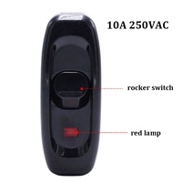 Interrupteur à bascule marche/arrêt en ligne 10A Interrupteur de câble pour lampe de bureau avec indicateur LED Bouton lumineux