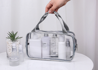 Sac de voyage pliable imperméable à fermeture éclair, grande capacité, en PVC transparent, durable et réutilisable pour le maquillage