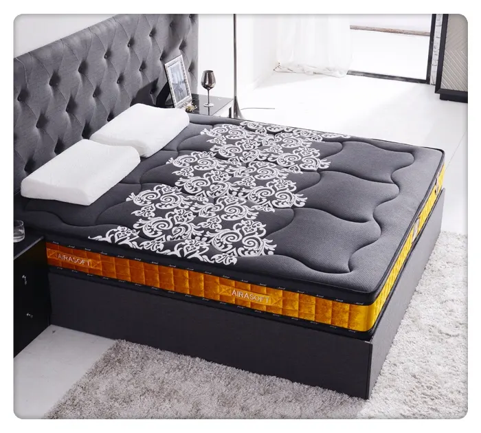 Lüks tasarım peluş Euro yastık üst serin bellek köpük ve lateks cep bahar kral yatak