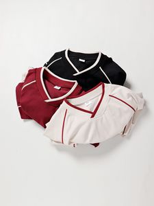Streetwear 230grams Heavyweight 100% Cotton Knitted Vneck Solid Oversized Fit Short Sleeve Anti-Pilling Tee Shirt for <b>Men</b> Women - Product Image 4