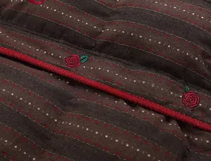 LAYENNE Men's Warm Winter Puffer Jacket Rose Embroidery <strong>Striped</strong> Thicken Coat Padded Oversize High Street Unisex Coat - Product Image 6