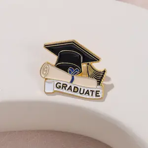 Student Graduation Book Cap Soft Enamel Pins For Hats Custom Graduation Gift Metal Ornaments Custom Brooch Pin