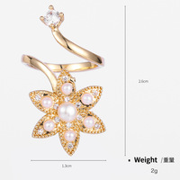 Nouvelle arrivée 18k plaqué or charme clou anneau personnalisé laiton zircon papillon anneau pour les femmes