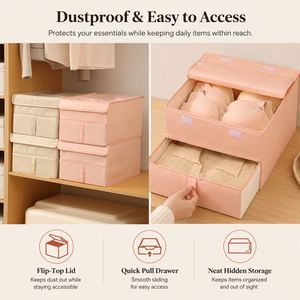 Boîte de rangement empilable en tissu sergé pour tiroirs, avec compartiments divisés, pour chaussettes et sous-vêtements (vente en gros) - Product Image 5