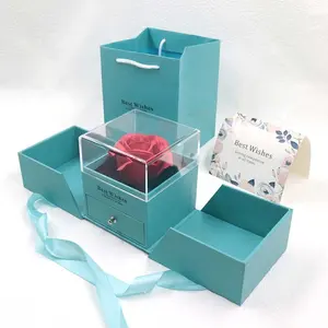 Rose handgemachte konservierte Rose Schmuck Geschenkbox Geburtstagsgeschenk für Damen nie verdorbene Rosen ewige Blumen Geschenke mit Halskette