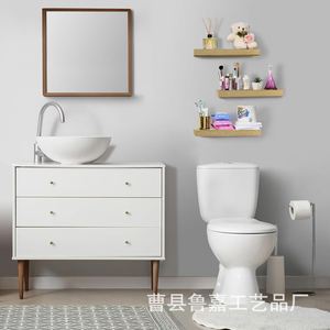 Floating <b>Wall</b> <b>Shelf</b> Natural Wood Color Rectangle Durable <b>Wall</b> <b>Mounted</b> Type For Bedroom Bathroom Living Room Storage Organization - Product Image 3