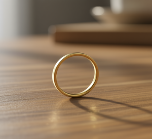 Anillo Sencillo de Oro de 9K Chapado en Oro, Estilo Clásico, Unisex, para Uso Diario, Regalo, Sin Piedras - Product Image 2