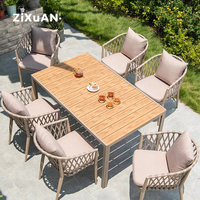 Table et chaises de restaurant de luxe pour patio d'hôtel, mobilier de jardin moderne en rotin, fauteuil nordique en aluminium imperméable pour piscine