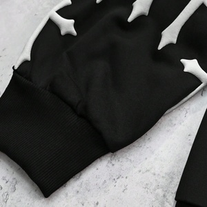 Streetwear Manufacturer Customized Heavyweight 450 GSM Oversized Hoodie 3D Cross Puff Graphic Print Boxy Cropped Mens Zip Hoodie - Product Image 4