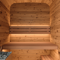 Hachillspa Komplett Schwarze Traditionelle ThermoWood-Sauna Massivholz-Kabine mit Vollglas-Tür und 2-stufigen Bänken für den Außenbereich