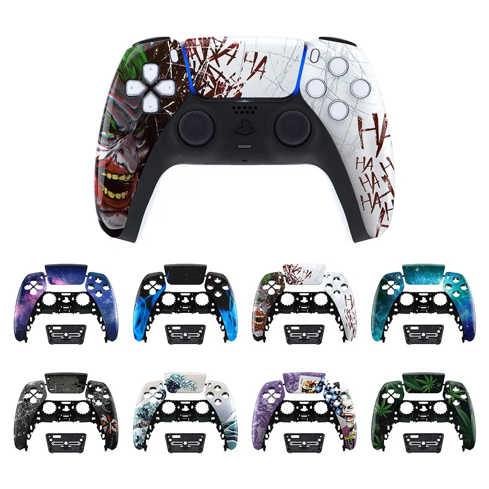 EXtremeRate Colorful Pattern Custom Game Accessories Replacement Front Skin Cover Shell PS5 Controller Cases For PS5 Playstation