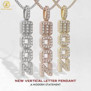 Tùy chỉnh Iced out moissanite Mặt dây chuyền & quyến rũ 925 bạc đầy đủ thiết lập với thư tùy chỉnh thiết kế độc đáo cho phong cách cá nhân - Product Image 4