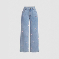 Jeans SMX Joker à jambe large, style printemps, délavé, avec petit nœud, pour le marché transfrontalier européen et américain 2025