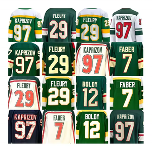 97 Kirill Kaprizov da uomo 29 Marc-Andre Fleury 14 Joel Eriksso 36 Zuccarello 17 Foligno maglie da Hockey su ghiaccio cucite all'ingrosso - Product Image 2