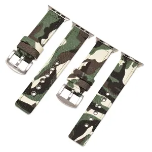 Thể thao vải thông minh ban nhạc đồng hồ ngụy trang sailcloth Xem dây đeo người đàn ông phụ nữ Camo Nylon watchbands cho Apple xem loạt 8 7