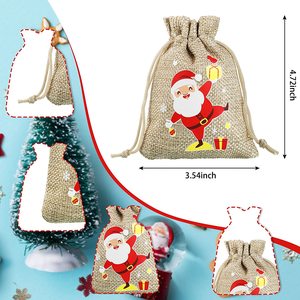 Custom Size Linen Drawstring Storage <strong>Bag</strong> Snowman Animal Series <strong>Jute</strong> Canvas Folding Gift <strong>Bag</strong> Christmas <strong>Old</strong> Man Shopping <strong>Bags</strong> - Product Image 2