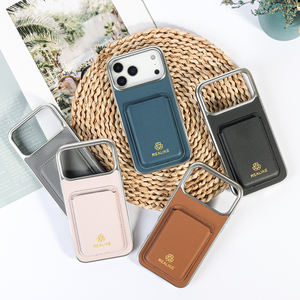 Funda para Teléfono con Marco Electrochapado y Ranura para Tarjetas, Funda Protectora de Cuero PU de Lujo para iPhone 17 Pro Max y Samsung S25 - Product Image 5