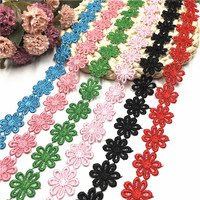 LS496 2.5cm petites fleurs colorées hydrosolubles bricolage vêtements accessoires broderie dentelle garniture pour la décoration de sous-vêtements