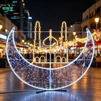 Décoration lumineuse à motif de lune et d'étoile du Ramadan 2D 3D