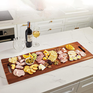 Wooden Cutting Board <b>Large</b> Serving <b>Tray</b> With Handle For Fruit Bread Ham Party Use - Product Image 5