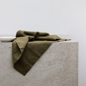 Plaid Stone Wash Pure <b>Linen</b> Flax Napkins Wedding Decorate <b>Table</b> Napkin Wholesale French Stripe Multicolor Sage Green Handmade - Product Image 5