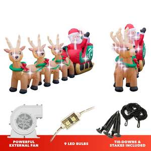 En Stock Trineo Inflable de Navidad de 12 Pies con <span class=keywords><strong>Santa</strong></span> Claus y Reno para Decoración de Patio con Luces Suministros de Decoración Navideña con Certificación UL - Product Image 3