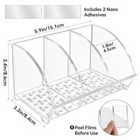 Support mural adhésif moderne et minimaliste en acrylique transparent à 3 compartiments, auto-drainant, sans perçage, pour savon solide et shampoing, pour salle de bain