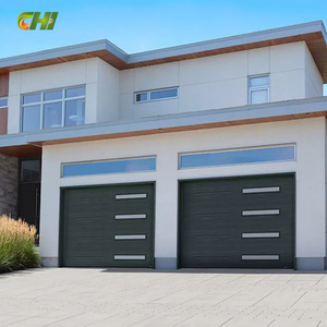 Porte de <span class=keywords><strong>garage</strong></span> sectionnelle en acier noir CHI Directo De Fabrica 16x8 avec fenêtres, isolée avec PU, commande en gros - Product Image 6