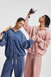 Sudadera con Capucha de Algodón Terry de Alta Calidad, 430 g/m², Personalizada, Talla Grande, Cierre YKK, Lavado Ácido, Estampado Vintage con Bordado en Relieve - Product Image 4