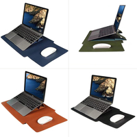 Housse d'ordinateur portable en cuir PU 12-15 pouces, portable, durable, élégante, avec support, étanche, faible MOQ, directement de l'usine