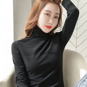 Women's Fleece Lined Turtleneck Long Sleeve <b>Top</b> Solid Color Anti Pilling Slim Fit Inner <b>Layer</b> Shirt Autumn Winter Wear - Product Image 3