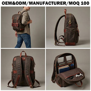 Sac à dos de voyage vintage haut de gamme pour homme en toile cirée et cuir Crazy Horse, grande capacité, personnalisable OEM pour le branding - Product Image 2