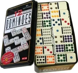Profession Wholesale Acrylic Double 12 Color Ivory Dot Dominoes In Collectors Tin